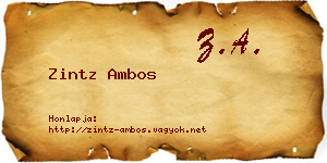 Zintz Ambos névjegykártya